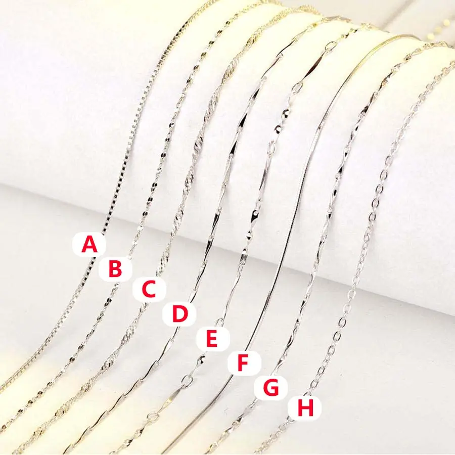 Fashion Women Men Chains White Gold 925 Sterling Silver Chain Necklace