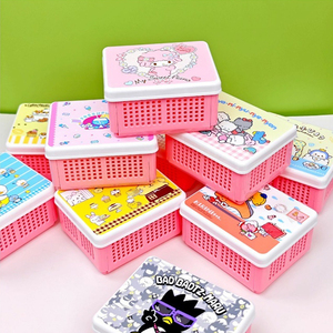 Kawaii Cartoon Plastic Storage Box with Lid <strong>Foldable</strong> <strong>Basket</strong> for Kids Toys Stationery Organizer - Product Image 2