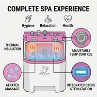Kolam Mandi Anjing Akrilik dengan Jendela Kaca Hidrolik, Bak Mandi Anjing Hidro-Massage untuk Pembeli B2B Global