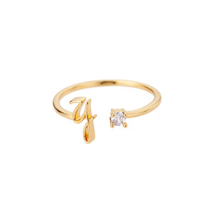 Anillo Moderno Personalizado con Iniciales, Chapado en Oro de 14K sobre Cobre, Letra A-Z, Abierto y Ajustable, para Mujer, Duradero, Hipoalergénico, Hermoso, en Inglés - Product Image 5