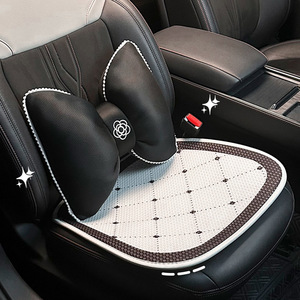 Coussin de siège de voiture respirant en soie glacée, imprimé trèfle à quatre feuilles, pièce unique, coussin de siège rafraîchissant d'été pour femmes, design tendance - Product Image 3