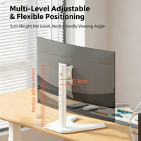 Support d'écran unique, support de moniteur de bureau, bras de moniteur de bureau pour écran jusqu'à 14-32 pouces, hauteur réglable 266 mm