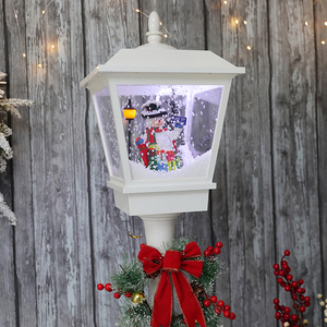 Farol de jardín Kerstlantaarn para <span class=keywords><strong>patio</strong></span>, césped, valla, camino, con diseño de muñeco de nieve blanco y escena de nieve, luces de poste. - Product Image 2