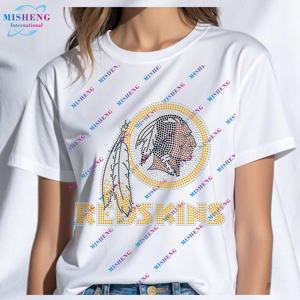 Nuovo all'ingrosso Bling <span class=keywords><strong>Redskins</strong></span> Logo della squadra sportiva indiana trasferimento di strass personalizzato NFL ferro su strass Logo personalizzato - Product Image 2