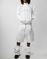 Ensemble de survêtement d'été personnalisé en nylon à rayures pour hommes, avec veste coupe-vent réfléchissante et short, deux pièces, style streetwear et sportswear