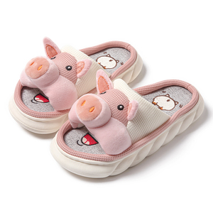 Giảm Giá 50% Giá Rẻ Bán Buôn Phụ Nữ Dép Phim Hoạt Hình Linen Dép zapatos De Mujer Phụ Nữ Của Động Vật In Dép - Product Image 1