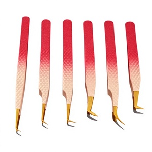 Nuevas pinzas para pestañas con punta de fibra Volumen curvo Extensiones de pestañas Pinzas Mega volumen pinzas para arranque para aislamiento Acero inoxidable - Product Image 1