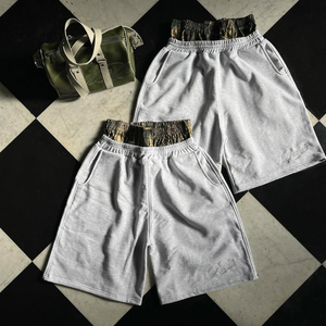 Pantalones cortos de algodón French Terry con doble cintura personalizados OEM, shorts deportivos extragrandes con estampado serigrafiado Real Tree para hombre - Product Image 2