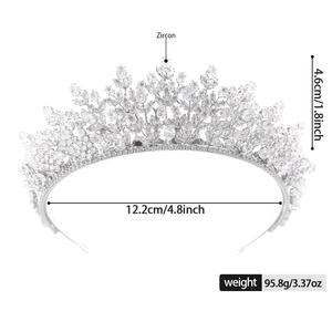 <span class=keywords><strong>Diadème</strong></span> de mariée multicouche fait main en forme de feuille, <span class=keywords><strong>avec</strong></span> zircone cubique de grade 5A, en alliage plaqué argent brillant, couronne de <span class=keywords><strong>mariage</strong></span> pour la mariée - Product Image 6