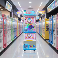 Máquina expendedora de cápsulas de juguetes Gachapon de doble capa con tarjetas sorpresa de dulces en inglés para sala de juegos