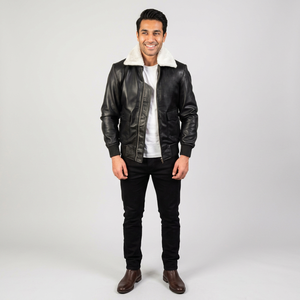 Outdoor Casual <b>Men's</b> Genuine Leather Hooded Varsity <b>Jacket</b> Breathable Winter <b>Warm</b> Vintage Style - Product Image 1