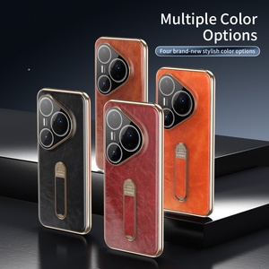 Étui de téléphone personnalisé en cuir PU avec électroplaqué pour Huawei P80 Ultra P70 Ultra avec protection à 360° °   Film de protection pour objectif HD Strip Stand - Product Image 2