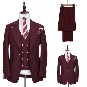 Costumes de mariage <span class=keywords><strong>bordeaux</strong></span> pour marié <span class=keywords><strong>smoking</strong></span> hommes costumes 3 pièces Slim Fit marié Blazers <span class=keywords><strong>veste</strong></span> d'affaires formelle - Product Image 4