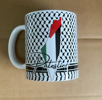 Tazas de alta calidad, personalizables, gratis, mapa de la bandera de Palestina con logotipo impreso, taza de café con impresión por sublimación para regalo promocional.