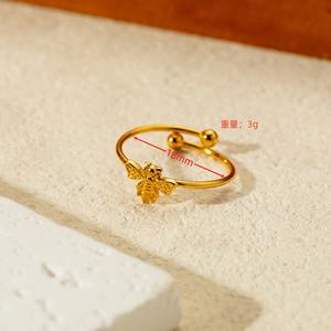 Fine Coeur Coeur Abeille Cerise Multi-élément Anneau Empilable Zircon Anneau En <span class=keywords><strong>Acier</strong></span> <span class=keywords><strong>Inoxydable</strong></span> Plaqué Or Réglable <span class=keywords><strong>Bague</strong></span> Bijoux - Product Image 6
