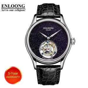 2021 ENLOONG Real Luxury Galaxy Tourbillon Watches Men Lazurite Dial Sapphire Stainless Steel OEM Wrist Man Watch Luxury