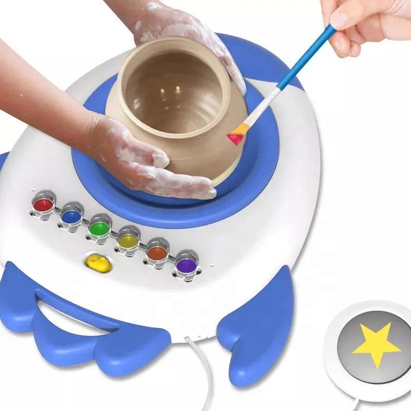 電気粘土クラフトアートキットDIYペイントカラーキッズモデル着色玩具教育用セラミック製造ロケット陶器ホイールマシン