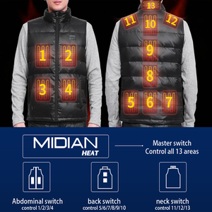 Midian เสื้อกั๊กกันหนาวกันลมกันน้ำ13โซน,เสื้อกั๊กทำความร้อนพร้อมชุดแบตเตอรี่ - Product Image 2