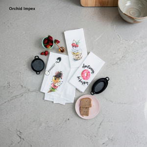 Serviette de cuisine carrée en coton biologique 100% certifié GOTS Orchid Impex, très absorbante, personnalisable, vente en gros - Product Image 1