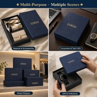 Boîte cadeau personnalisée en carton rigide avec couvercle et base, insert en éponge rectangulaire, logo en feuille d'or, estampage à chaud, emballage pour bijoux
