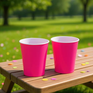 Gobelets en plastique fuchsia Party Love 270cc jetables pour fêtes - Product Image 2