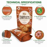 Sachet d'emballage alimentaire personnalisé refermable à fond plat pour biscuits, snacks, bonbons, noix, fruits secs – Pochette en plastique