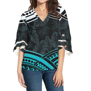 Benutzer definierter Druck auf Anfrage Damen T-Shirt plus Größe polynesische Stammes kleidung Damen Tops und Blusen lässig Samoan Tattoo T-Shirt - Product Image 3
