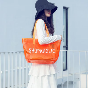 Sac fourre-tout transparent en PVC, grande capacité, écologique, coloré, imperméable, avec logo personnalisé, vente en gros - Product Image 4