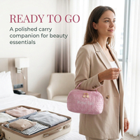 Pochette matelassée en polyester personnalisée Royal Fair, sac à maquillage tendance pour femmes, sac de rangement cosmétique portable avec fermeture éclair pour les voyages