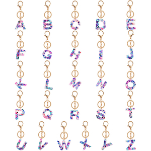 Accessoire en résine de fleurs naturelles, fabrication directe du fabricant, personnalisable, alphabet coloré pour filles, lettres en acrylique, <span class=keywords><strong>porte</strong></span>-clés en résine 26 lettres - Product Image 5