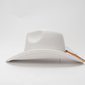 Chapeau de cowboy en feutre blanc de style bohème, à large bord lâche, unisexe, avec sangle en cuir, décontracté, quotidien, quatre saisons, toutes occasions, tendance - Product Image 4