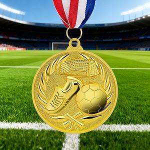 Medalla Deportiva Personalizada con Logotipo 3D Dorado para Fútbol, Maratón y Carreras, con Cinta, Venta al Por Mayor - Product Image 3