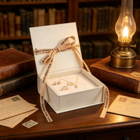 Boîte à bijoux carrée à couvercle rabattable, dorure à chaud, insert en éponge, emballage en papier personnalisable pour bracelet et collier