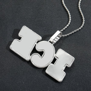 สร้อยคอจี้ชื่อตัวอักษรตัวเอียงทองแดงแบบประกบกันตามสั่งจี้ตัวอักษรแฟชั่นแบบทำด้วยตัวเองจี้คู่เครื่องประดับฮิปฮอป - Product Image 4