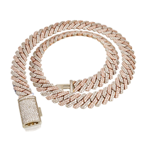 Bijoux Hip Hop Personnalisés Chaîne et Bracelet Cuban Iced Out en Or Jaune 14 Carats Véritable 14 mm avec Diamants CVD Synthétiques VS Cultivés pour Homme