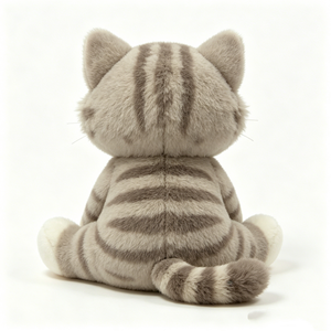 Peluche de chat gris tigré personnalisée avec de grands yeux anime et joues rosées - Product Image 4