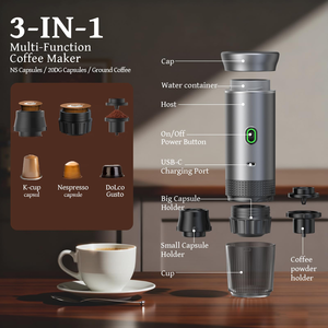 Wholesale 3-in-1 Portable Espresso Coffee Maker Mini Automatic Heating Easy-to-Clean Hot Water System for Household <b>Car</b> Use - Product Image 3