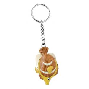 Porte-clés en bois en forme de poisson, mini pendentif décoratif artisanal pour clés et sacs - Product Image 1