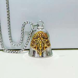 Llavero de Campana de Ángel Guardián <span class=keywords><strong>Vintage</strong></span> para Motociclista, Campanas de Metal para Buena Suerte en el Camino, Collar, Campanas para Bicicleta - Product Image 3