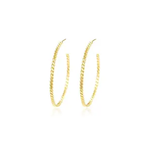 China wholesale new s925 simple geometric gold plated minimalist large earrings dainty rope twist big hoop earrings ladies
