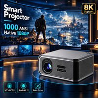 Projecteur intelligent, résolution native 1080p HD, prise en charge du décodage vidéo 8K, Android 11 avec télévision numérique DVB-T2, projecteurs de cinéma maison 300 pouces