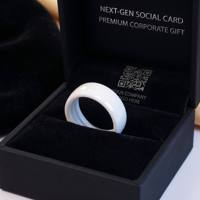 Bague intelligente NFC professionnelle en céramique bombée de 7 mm, puce Ntag 216, 1 pièce, finition brillante sans couture, accès numérique, fourniture d'entreprise