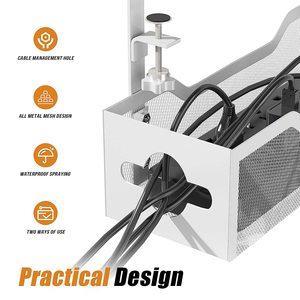 Under Desk Cable Organizer No Drill Power Cord <b>Rack</b> Rectangle <b>Wall</b> Mounted <b>Wire</b> Management Box Desktop <b>Storage</b> Solution - Product Image 4