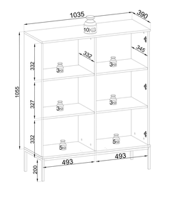 <span class=keywords><strong>Vitrine</strong></span> en verre 104 cm-Porte vitrée, lamelles, éclairage LED-Style Loft (Chêne Wotan/<span class=keywords><strong>Noir</strong></span>) Largeur 104 cm Hauteur 126cm Profondeur 39cm - Product Image 4