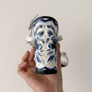 Sandalias Elegance de charol con bordado multicolor con piedras y zapatos de tacón con hebilla de joya Vendaje de tacón pintado a mano - Product Image 6