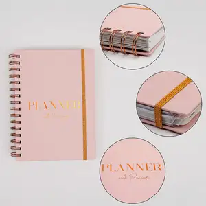 Custom Logo Printing 2024 Planner Stationery Set A5 Spiral Goal Life Daily Leather Journal Planner Book Notebook Gift Box Set
