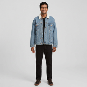 Veste en jean d'hiver pour hommes de haute qualité sur mesure avec fonction imperméable et décoration en fourrure dernière conception prix d'usine - Product Image 1