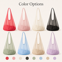 Sac fourre-tout esthétique en organza rouge avec logo brodé personnalisé, sac de shopping en maille transparente pour boutique