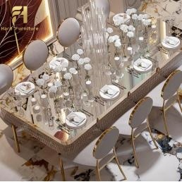 Sedie da pranzo moderne di lusso in metallo dorato eleganti ed eleganti per eventi di matrimonio Hotel scuola o appartamento - Product Image 2
