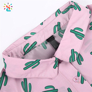 Blusa de Mujer Estilo Y2K con Cuello Peter Pan, Estampado de Cactus, <span class=keywords><strong>Manga</strong></span> <span class=keywords><strong>Corta</strong></span>, Bordado y Decoración Tie Dye - Product Image 4